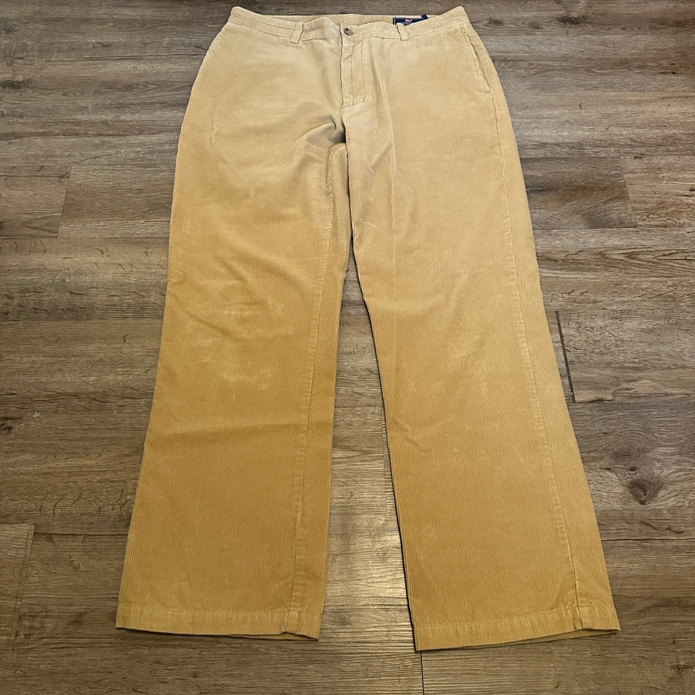 Vineyard Vines Mens Club Pant Tan Corduroy Straight Leg Trousers 35x32 RN 134578
